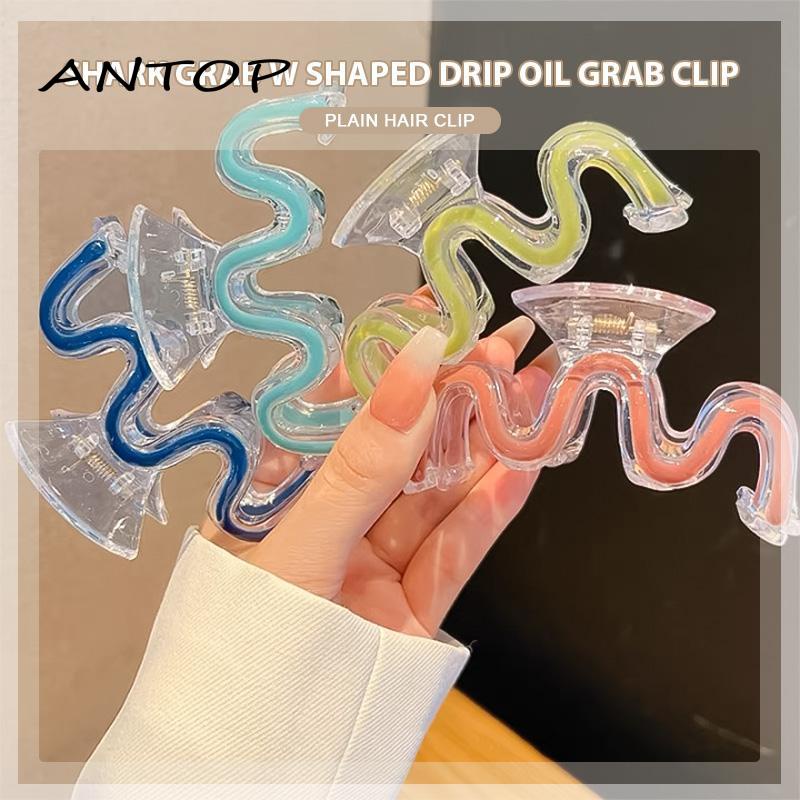 [Antop Termurah] Jepit Rambut Warna Polos Menyegarkan Musim Panas Hair Claw Clip W-shaped Drop Glaze