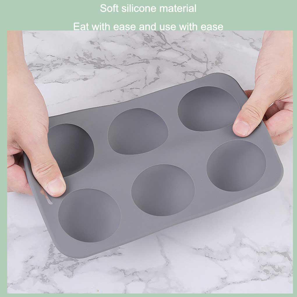 2pcs 6 Cavity Silikon Kue Loyang Setengah Lingkaran Non Stick Muffin Cup Mold DIY Egg Tarts Reusable Cetakan Coklat