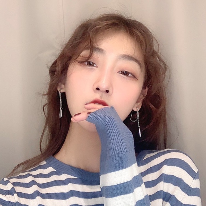 Kami Bunga Chic s925 Perak Rumbai Rantai Bar Menjuntai Anting-Anting Untuk Wanita Perempuan Sederhana Fashion Hypoallergenic Panjang Drop Earring Trendi Telinga Perhiasan Aksesoris