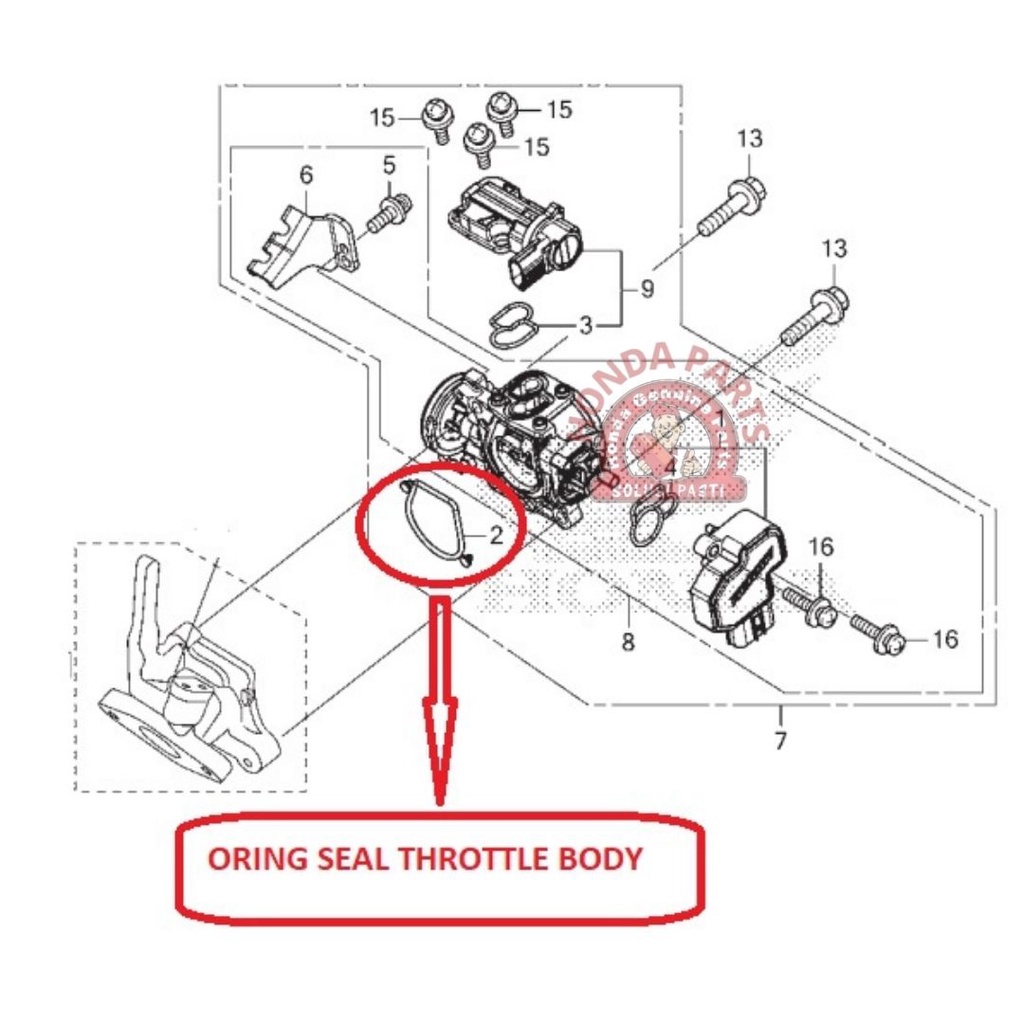 ORING SEAL THROTTLE BODY INTAKE SONIC SUPRA GTR CB CBR 150R LED FI 16075-K40-F01 ORIGINAL HONDA AHM HGP