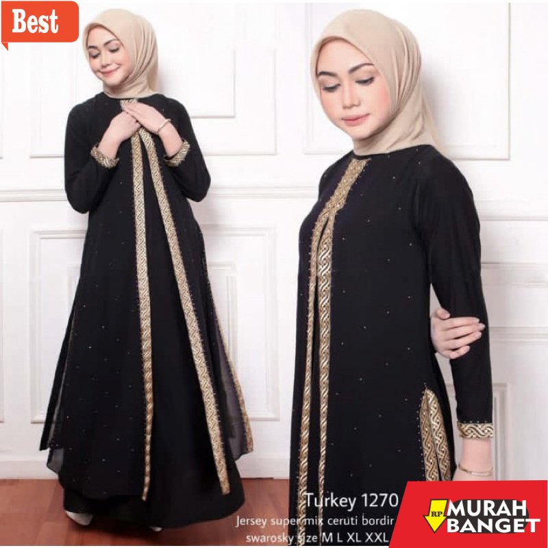 Gaya ala timur tengah di hari raya- Turkey 1270 Gamis Abaya Turkey Wanita Muslim Gamis Abaya Arab