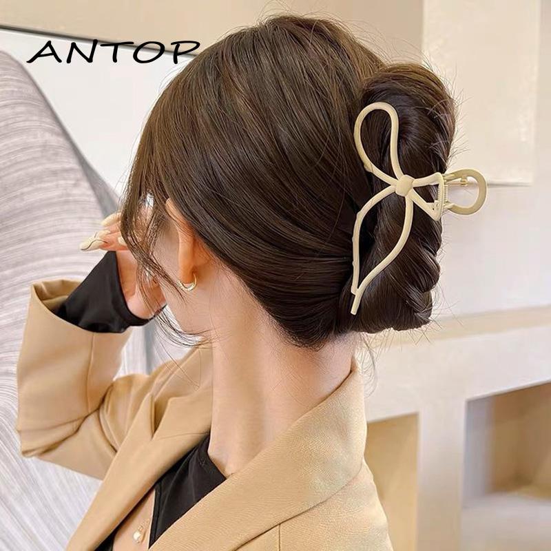 【antop】Canggih Rasa Vintage Jepit Rambut Paduan Berbentuk Daun Busur Hair Claw Clip