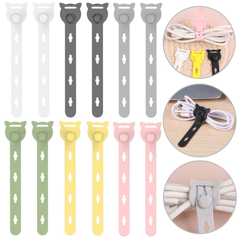 Kabel Data Silikon Multifungsi Winder Reusable Fastening Cable Cords Organizer Alat Pengatur Jalur Kabel Meja Headphone Charger Cord Strap Ties