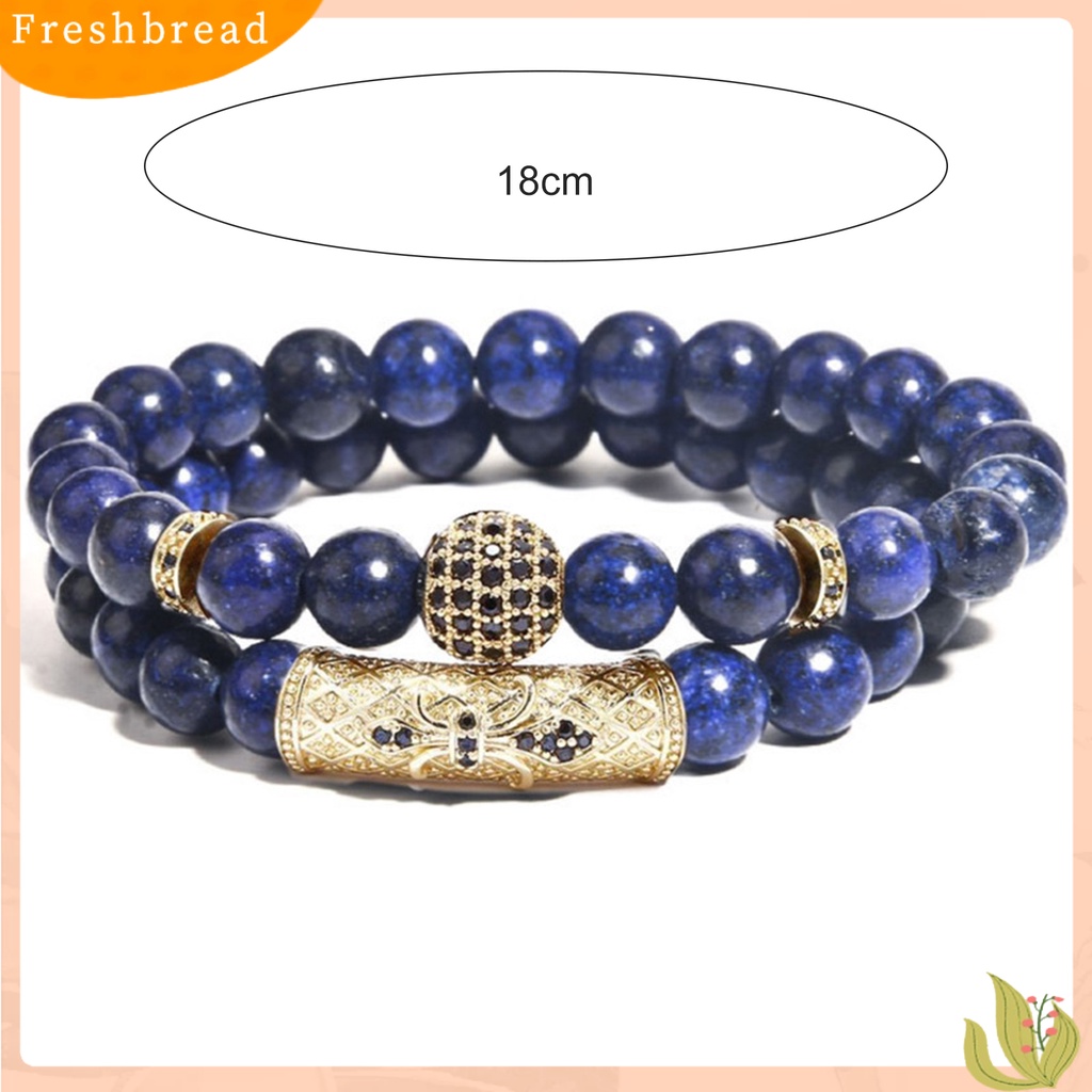 &lt; Freshbread &gt; Beads Bracelet Double Layer Metal Buckle Stitching Triple Protection Manik-Manik Tali Elastis Membawa Keberuntungan Kemakmuran Kebahagiaan Hadiah Gelang Penyembuhan Mata Harimau Imitasi Alami