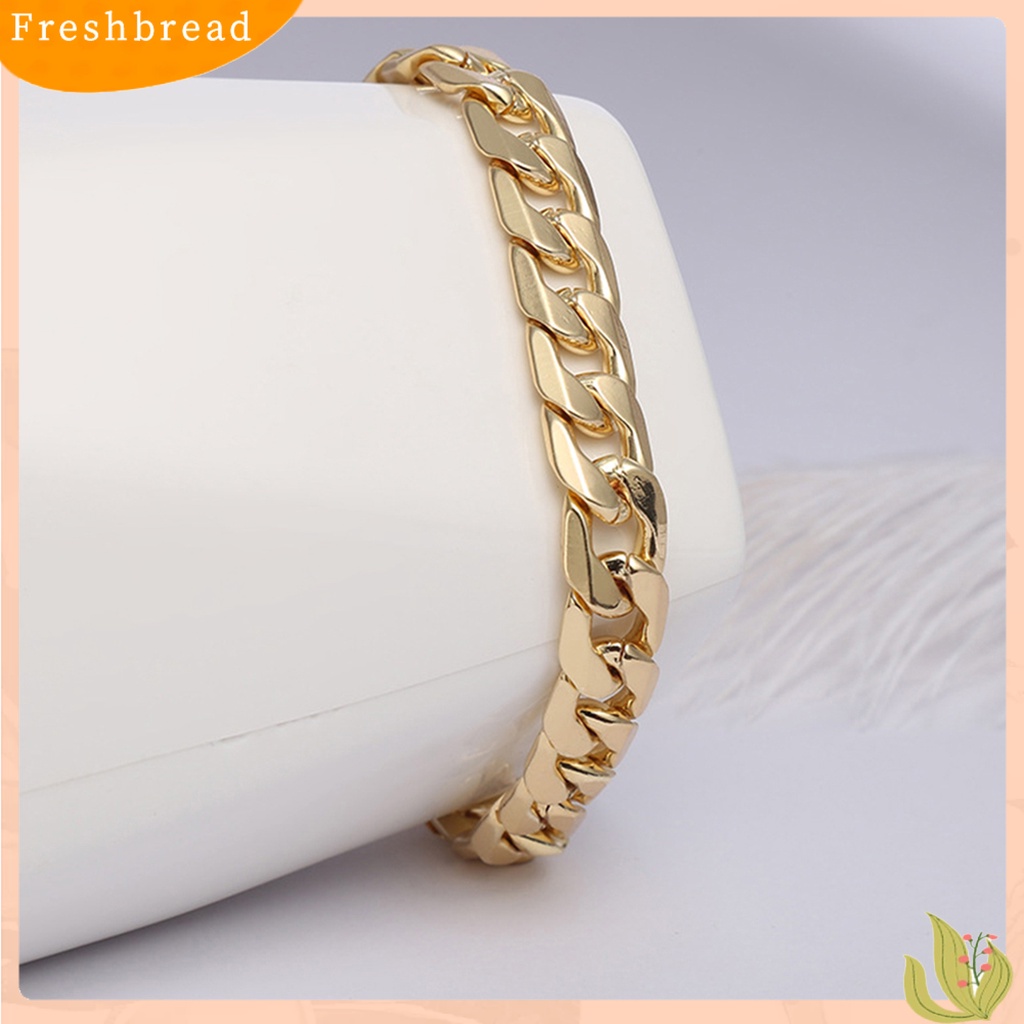 &lt; Freshbread &gt; Gelang Rantai Glossy Susah Tarnish Gaya Hip Hop Cuban Chain Bracelet Untuk Hadiah