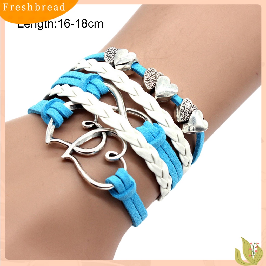 &lt; Freshbread &gt; Gelang Beberapa Lapisan Anti-Alergi Aksesoris Fashion Buatan Tangan Cinta Besar Hati Liontin Braided Bracelet Untuk Pakaian Sehari-Hari