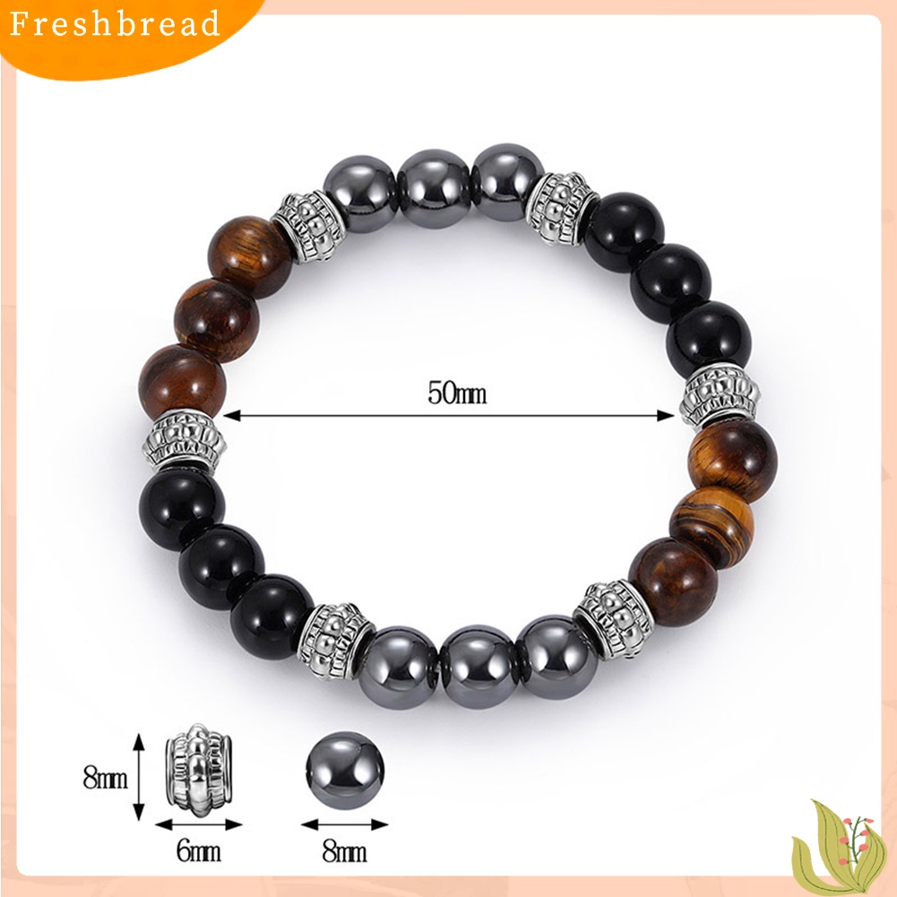 &lt; Freshbread &gt; Fashion Unisex Pumice Tiger Eye Stone Beads Gelang Pesona Tangan Pesta Perhiasan