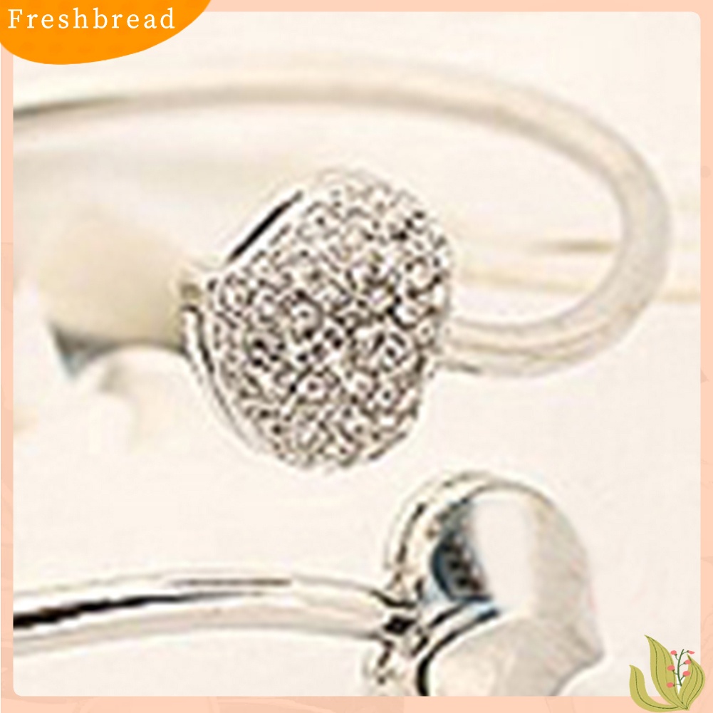 &lt; Freshbread &gt; Gadis Indah Berlian Imitasi Manis Pesona Hati Terbuka Gelang Adjustable Bangle Hadiah