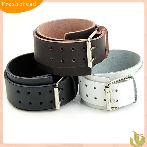 &lt; Freshbread &gt; Adjustable 2lapisan Gelang Kulit Imitasi Pria Gesper Cuff Bangle Bracelet