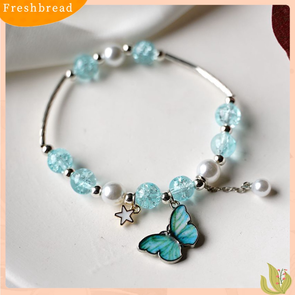 &lt; Freshbread &gt; Wanita Gelang Manik-Manik Kupu-Kupu Perhiasan Kilau Cerah Tahan Lama Bangle Perhiasan Hadiah