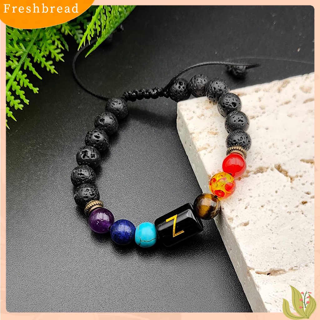 &lt; Freshbread &gt; Unisex Gelang A-Z Huruf Frosted Manik-Manik Batu Imitasi Adjustable Gelang Penghilang Stres Fashion Perhiasan