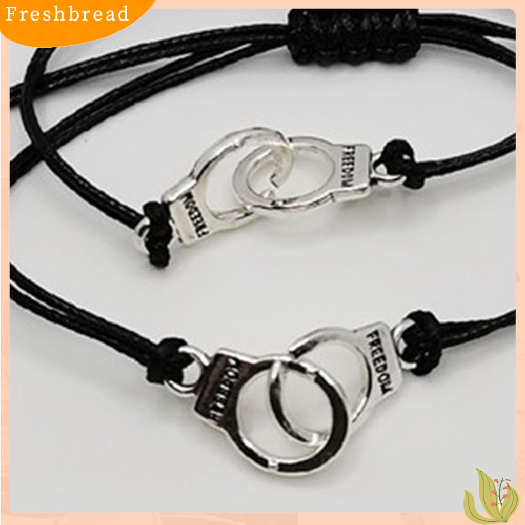 &lt; Freshbread &gt; 2Pcs Gelang Couple Unisex Ramah Kulit Alloy Handcuff Freedom Adjustable Charm Gelang Persahabatan Untuk Hadiah