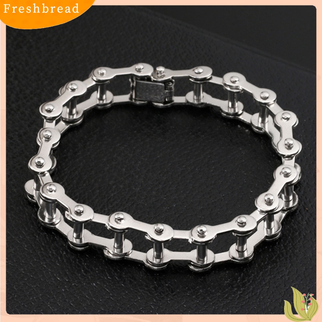 &lt; Freshbread &gt; Rantai Link Halus Pria Gelang Stainless Steel Motor Sepeda Gaya Gelang Perhiasan Aksesori