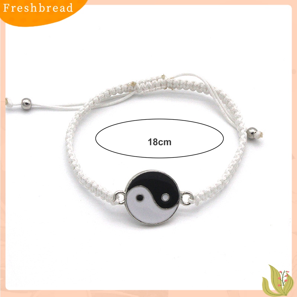 &lt; Freshbread &gt; Couple Gelang Handmade Braided Adjustable Round Beads Alloy Tai Chi Yin Yang Pria Wanita Tali String Fashion Perhiasan