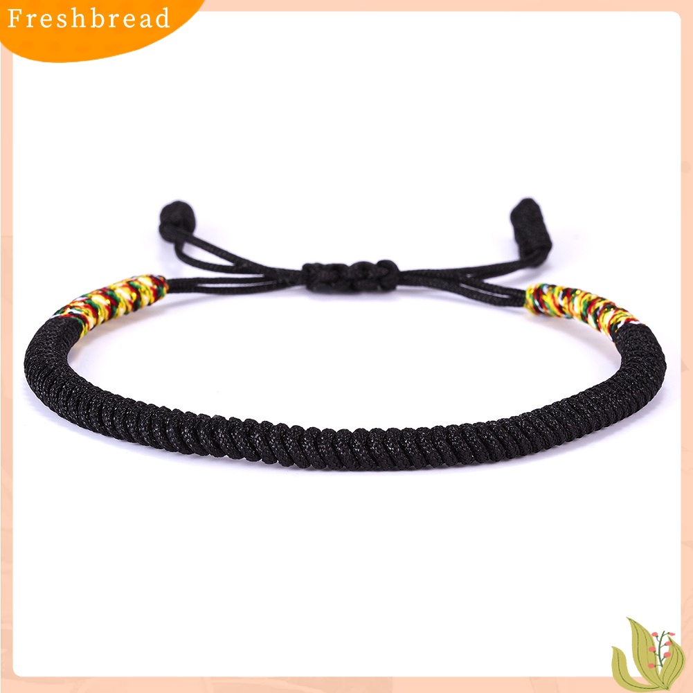 &lt; Freshbread &gt; Wanita Pria Buatan Tangan Simpul Dikepang Tali Gelang Adjustable Beruntung Bangle Perhiasan