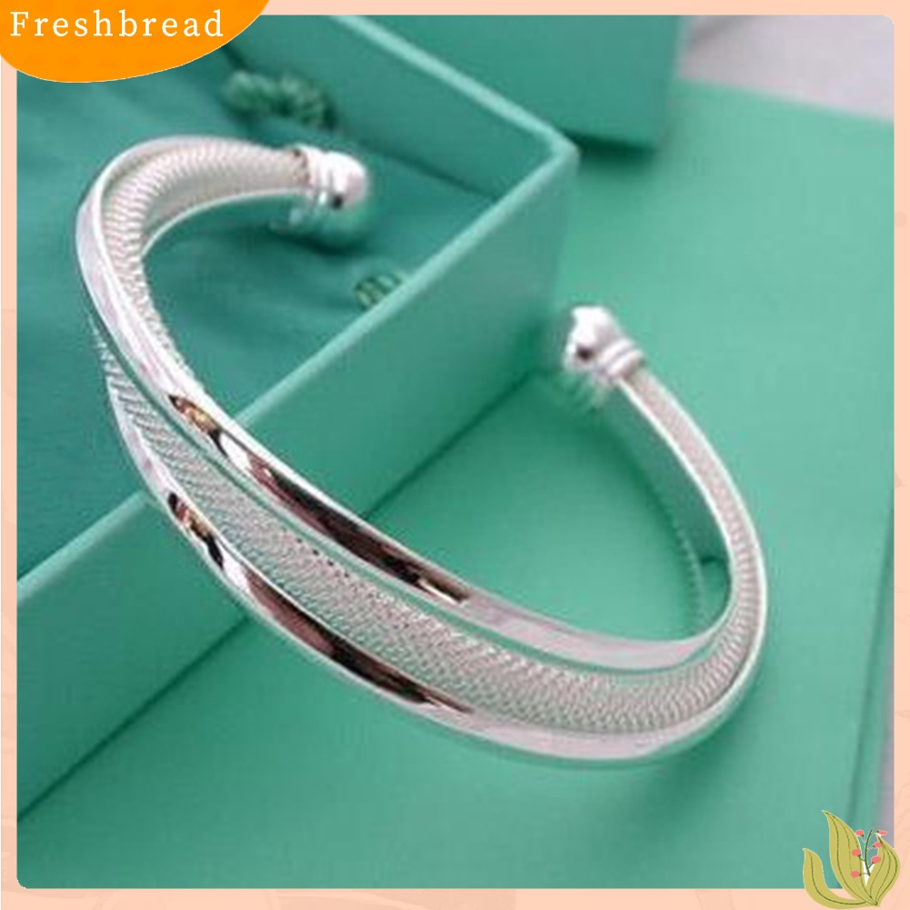 &lt; Freshbread &gt; Wanita Elegan Knotting Twist Mesh Tabung Pembukaan Manset Bangle Gelang Perhiasan Hadiah