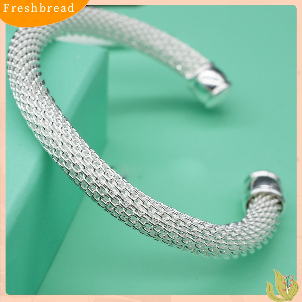 &lt; Freshbread &gt; Wanita Elegan Knotting Twist Mesh Tabung Pembukaan Manset Bangle Gelang Perhiasan Hadiah