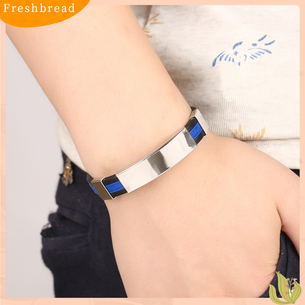 &lt; Freshbread &gt; Fashion Silikon Gelang Gelang Pria Adjustable Bangle Perhiasan Hadiah Ulang Tahun