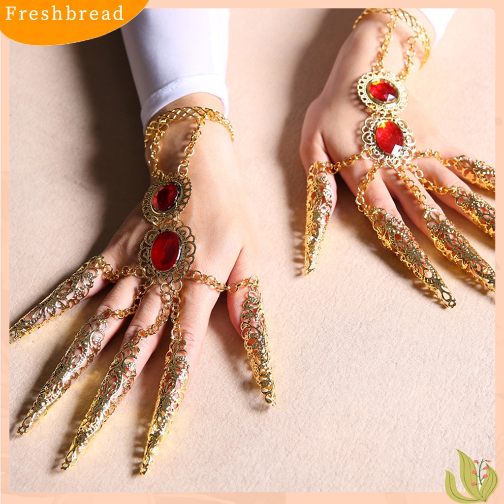 &lt; Freshbread &gt; Gelang Jari Emas 5paku Jari Panjang Tari Perut Etnik Props India Thai Dance Perempuan Bangle Pentas Panggung