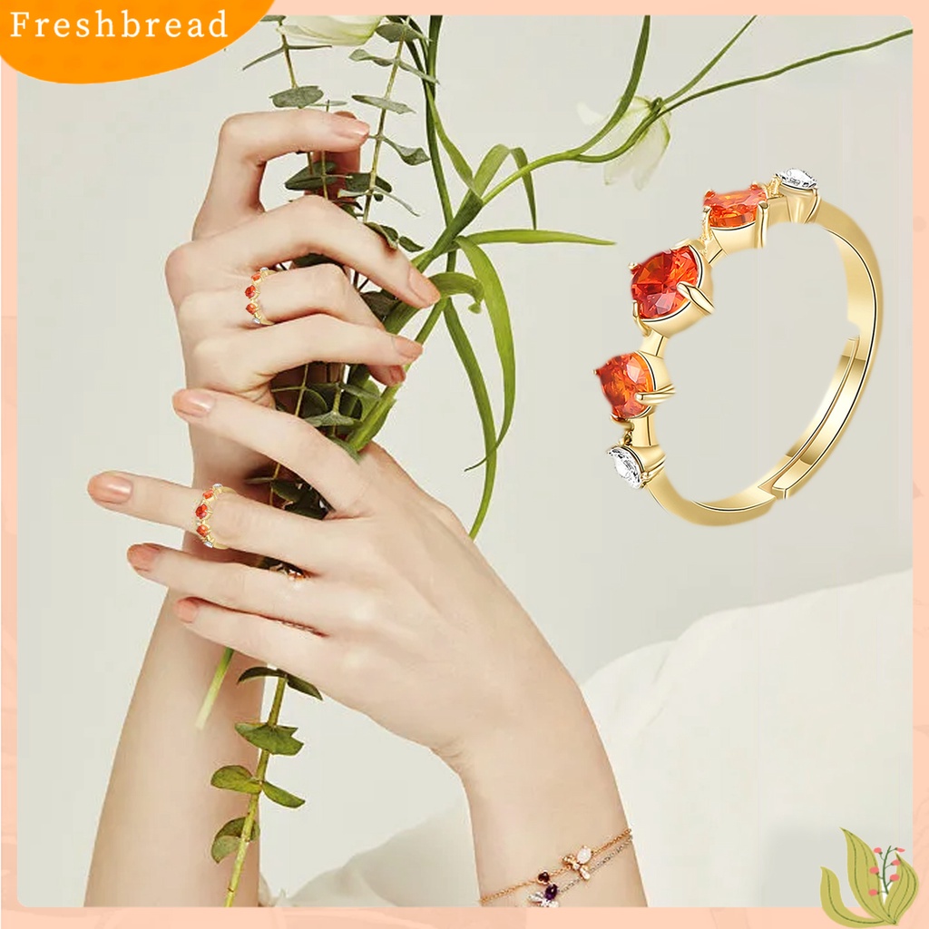 &lt; Freshbread &gt; Wanita Cincin Orange Permata Imitasi Perhiasan Yang Dapat Disesuaikan Vintage Berlian Imitasi Jari Cincin Hadiah Ulang Tahun