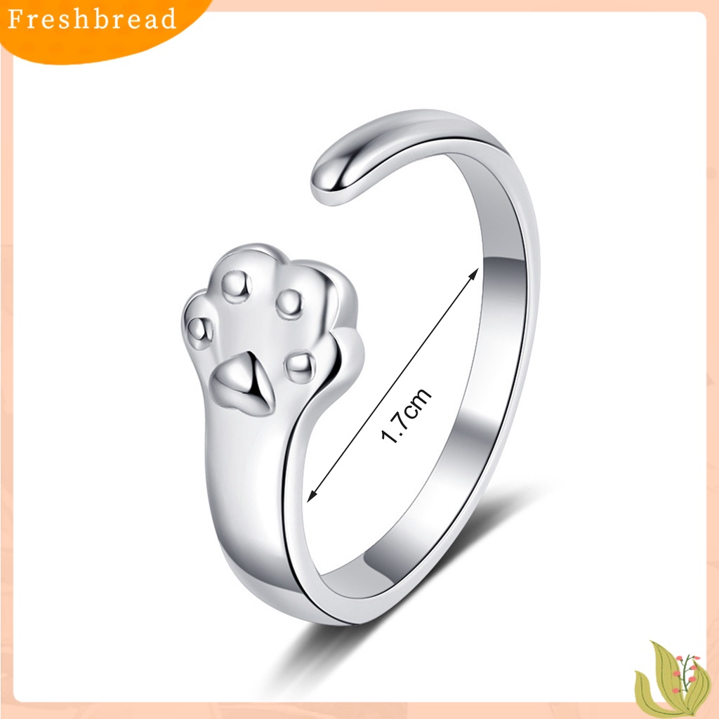 &lt; Freshbread &gt; Cincin Wanita Desain Bukaan Dapat Disesuaikan Electroplating Permukaan Halus All-match Dekorasi Hadiah Wanita Lucu Kaki Kucing Jari Cincin Perhiasan Pesta Untuk Pacaran