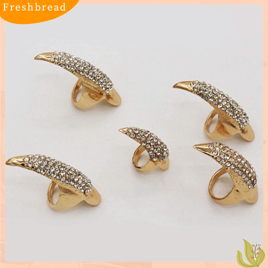 &lt; Freshbread &gt; Eagle Claw Rock Style Unisex Cincin Paduan Ujung Jari Panjang Berlian Imitasi Cincin Kuku Cosplay Accessaries