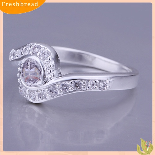 &lt; Freshbread &gt; Fashion Wanita OL Mewah Shiny Zircon Sun Flower Perak Disepuh Cincin Perhiasan Hadiah