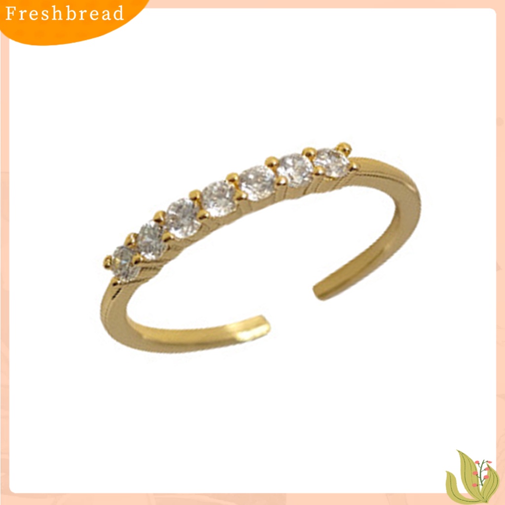 &lt; Freshbread &gt; Wanita Cincin Pembukaan Minimalis Elegan Mewah Emas Berlian Imitasi Tertanam Cinta Hati Jari Cincin Fashion Perhiasan