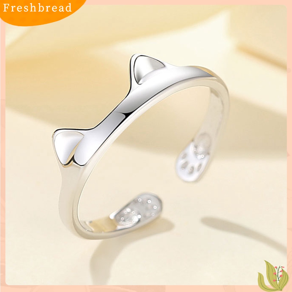 &lt; Freshbread &gt; Cincin Couple Telinga Kucing Plating Dekorasi Perhiasan Pembukaan Adjustable Finger Ring Untuk Pakaian Sehari-Hari