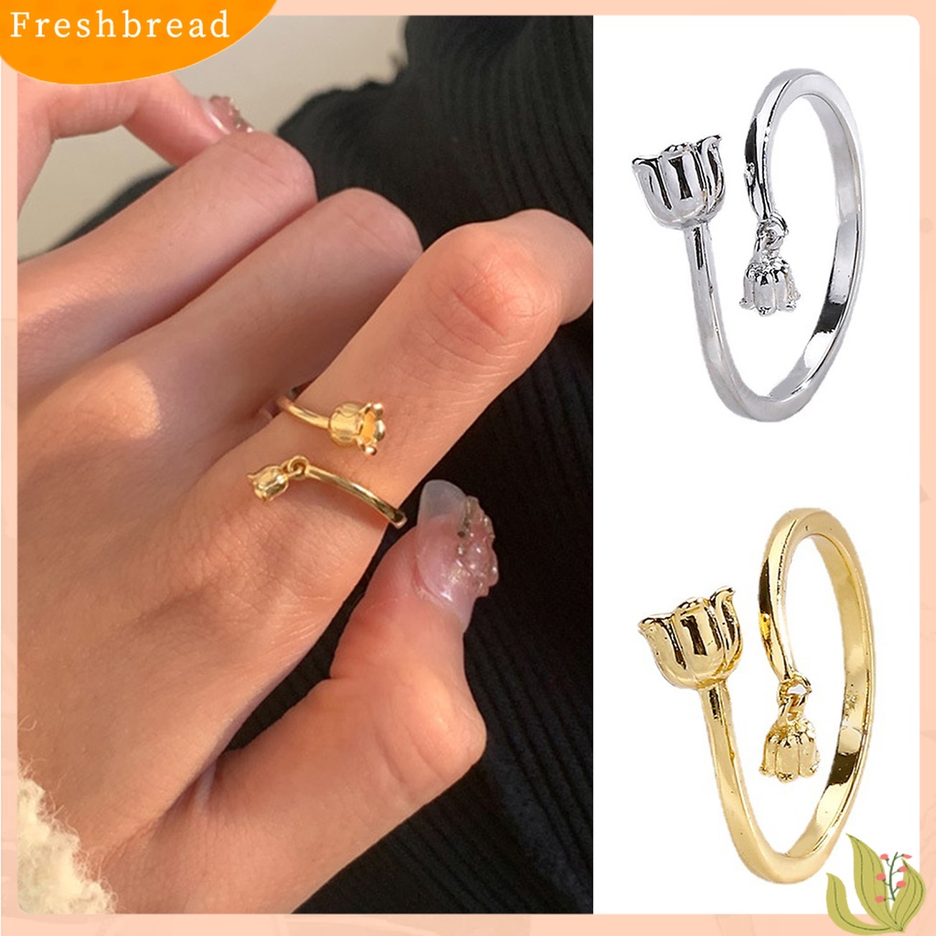 &lt; Freshbread &gt; Finger Band Ukuran Bebas Retro Temperamen Electroplating Polishing Dress Up Tembaga Wanita Bunga Terbuka Cincin Perhiasan Aksesori