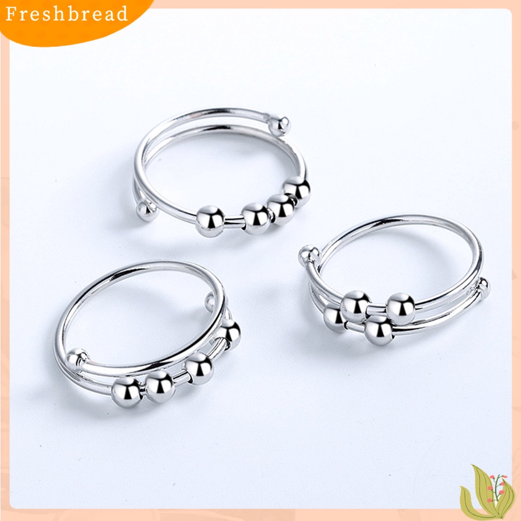 &lt; Freshbread &gt; Cincin Fashion Paduan Ringan Manik Geometris Dekorasi Cincin Terbuka Untuk Kehidupan Sehari-Hari