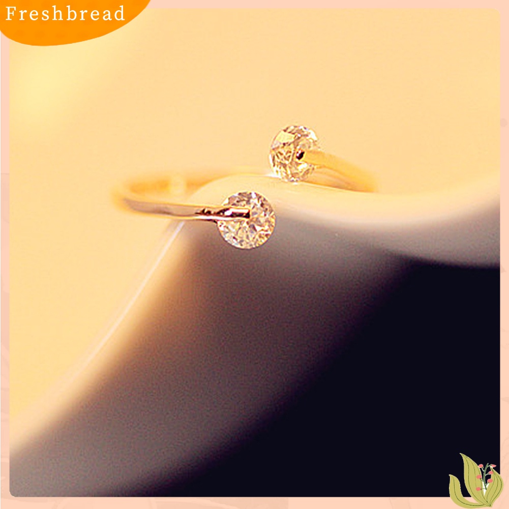 &lt; Freshbread &gt; Wanita Fashion Ganda Kubik Zirkon Bertatahkan Cincin Jari Terbuka Pesta Perhiasan Hadiah