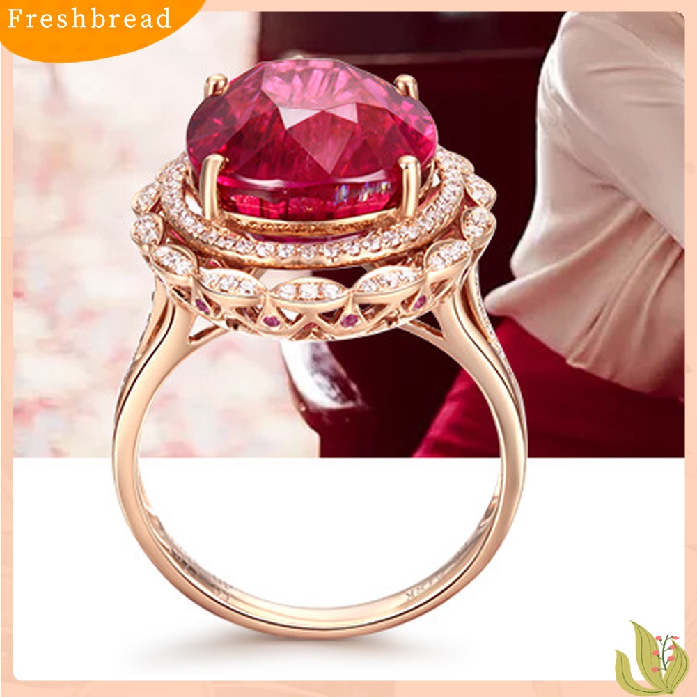 &lt; Freshbread &gt; Mewah Wanita Faux Pigeon Blood Ruby Adjustable Finger Ring Hadiah Perhiasan Pernikahan