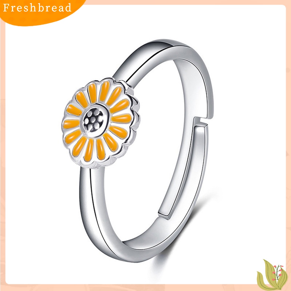 &lt; Freshbread &gt; Wanita Sederhana Marguerite Bentuk Bunga Matahari Pembukaan Adjustable Cincin Perhiasan Decor