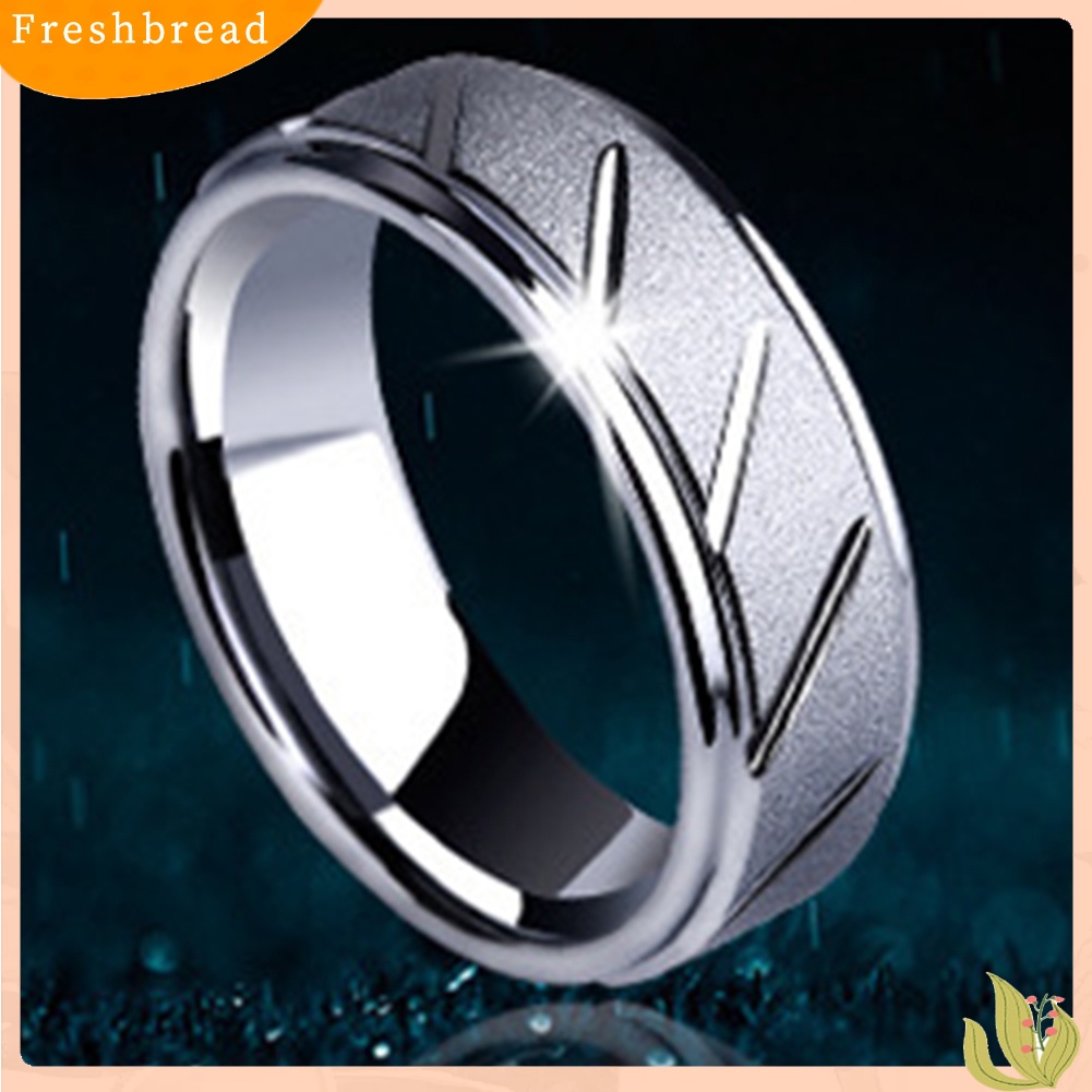 < Freshbread > Pria Fashion Matte Geometris Band Jari Cincin Pernikahan Pertunangan Perhiasan Hadiah