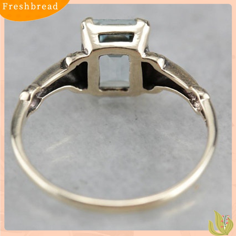 &lt; Freshbread &gt; Wanita Elegan Faux Square Topaz Cincin Pengantin Pernikahan Pertunangan Pesta Perhiasan Hadiah