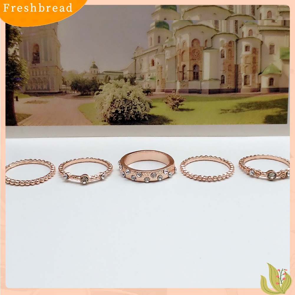 &lt; Freshbread &gt; 5Pcs/Set Vintage Bohemian Rhinestone Beads Charm Knuckle Midi Cincin Perhiasan Set