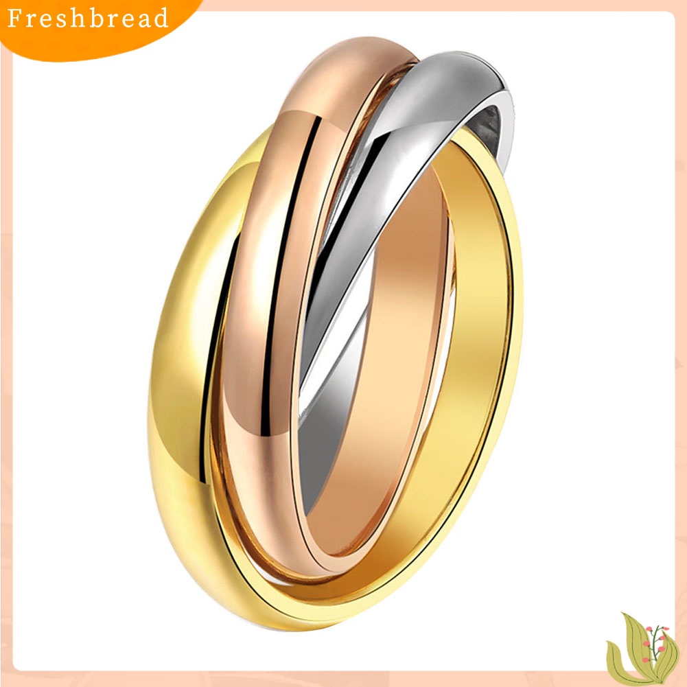 &lt; Freshbread &gt; Pesta Wanita Minimalis Terkait Tiga Lingkaran Jari Cincin Perhiasan Hadiah Valentine