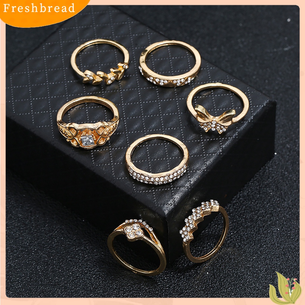 &lt; Freshbread &gt; 7Pcs/Set Sederhana Dapat Ditumpuk Kupu-Kupu Bunga Wanita Midi Cincin Buku Jari Cincin Perhiasan Aksesori