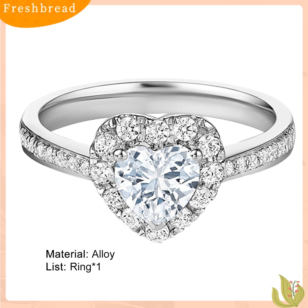 &lt; Freshbread &gt; Wanita Shiny Cubic Zirconia Romantis Bentuk Hati Cincin Perhiasan Aksesoris