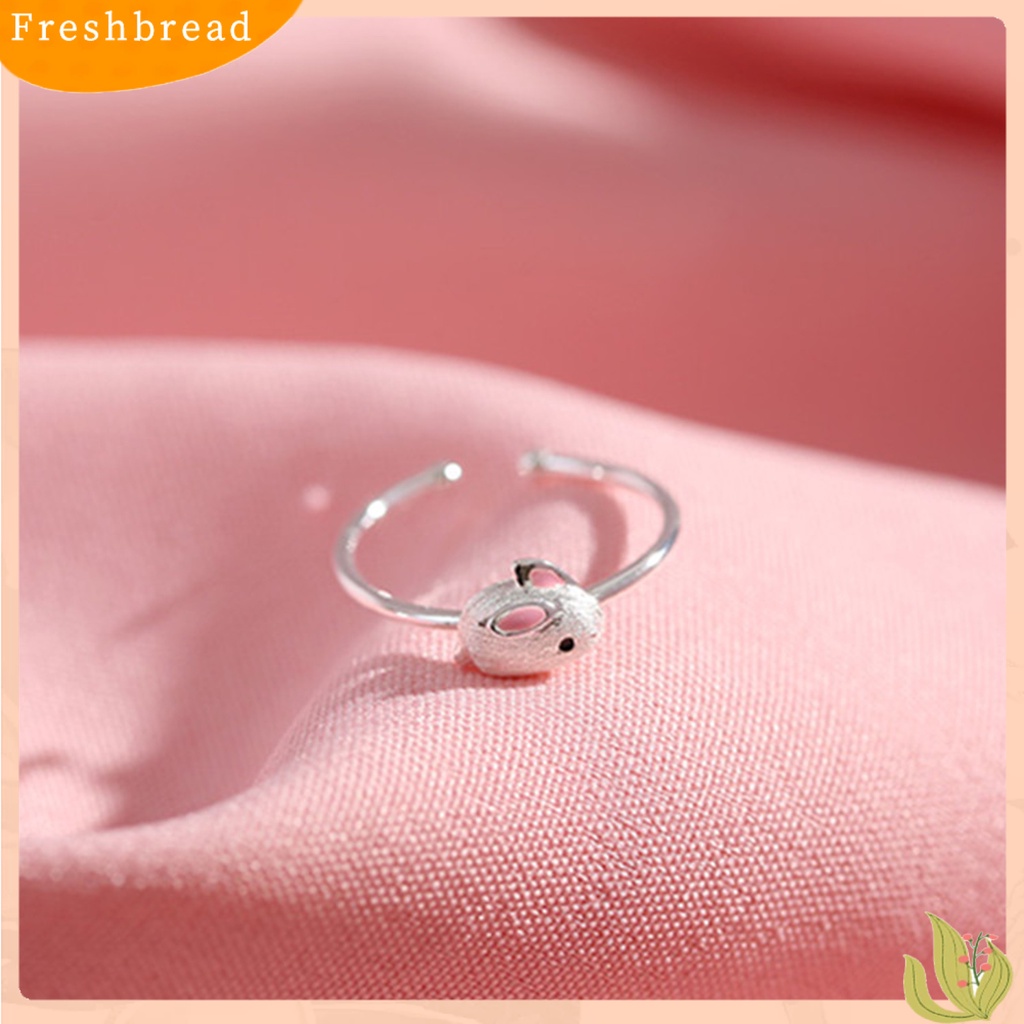 &lt; Freshbread &gt; Wanita Cincin Manis Glasir Cubic Zirconia Tergabung Adjustable Opening Design Dekoratif Hadiah Tahun Baru Kelinci Lucu Jari Telunjuk Cincin Perhiasan Hewan Aksesori Busana