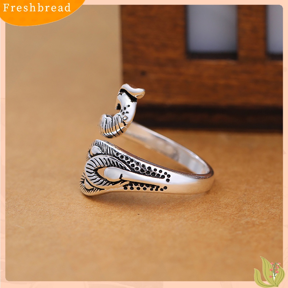 &lt; Freshbread &gt; Vintage Bentuk Merak Pembukaan Cincin Wanita Adjustable Pesta Jari Perhiasan Hadiah