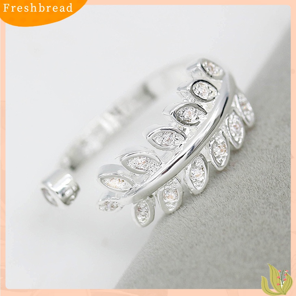 &lt; Freshbread &gt; Fashion Janji Olive Leaf Band Perhiasan Cincin Jari Telunjuk Terbuka Yang Dapat Disesuaikan