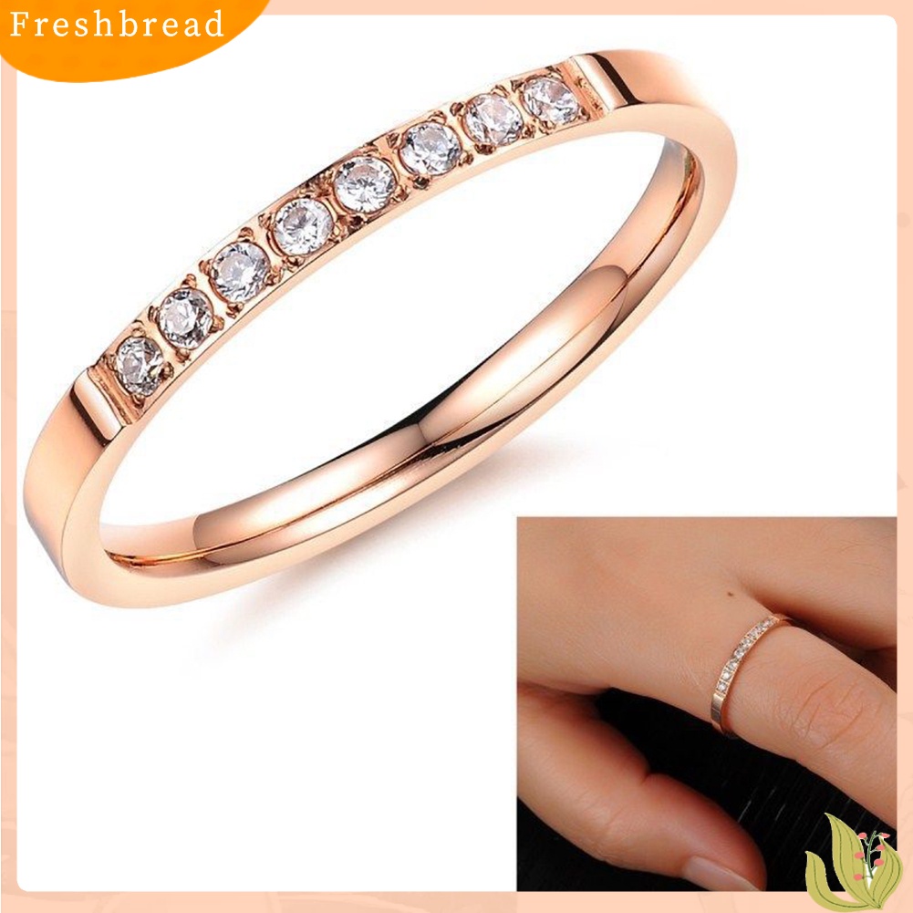 &lt; Freshbread &gt; Bling Baris Tunggal Berlian Imitasi Fashion Wanita Jari Cincin Pernikahan Pertunangan Perhiasan