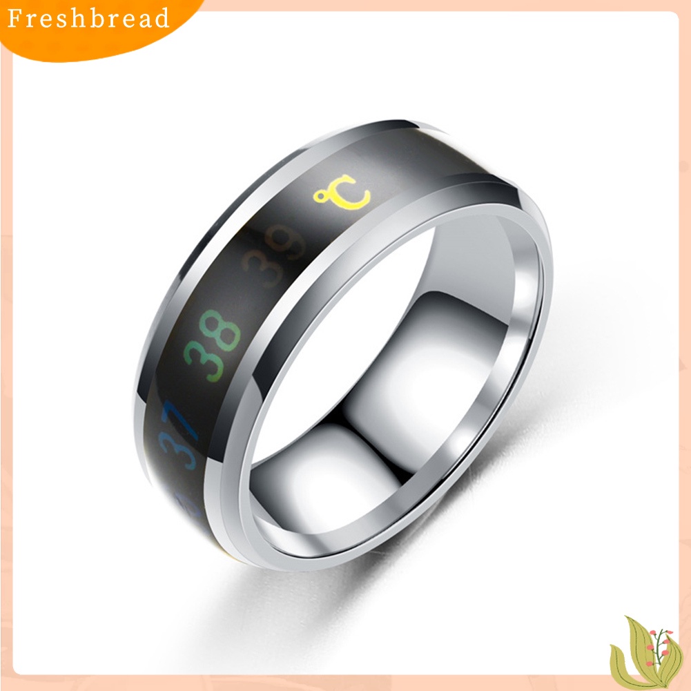 &lt; Freshbread &gt; Chic Sensor Suhu Stainless Steel Unisex Jari Cincin Perhiasan Hadiah Pasangan