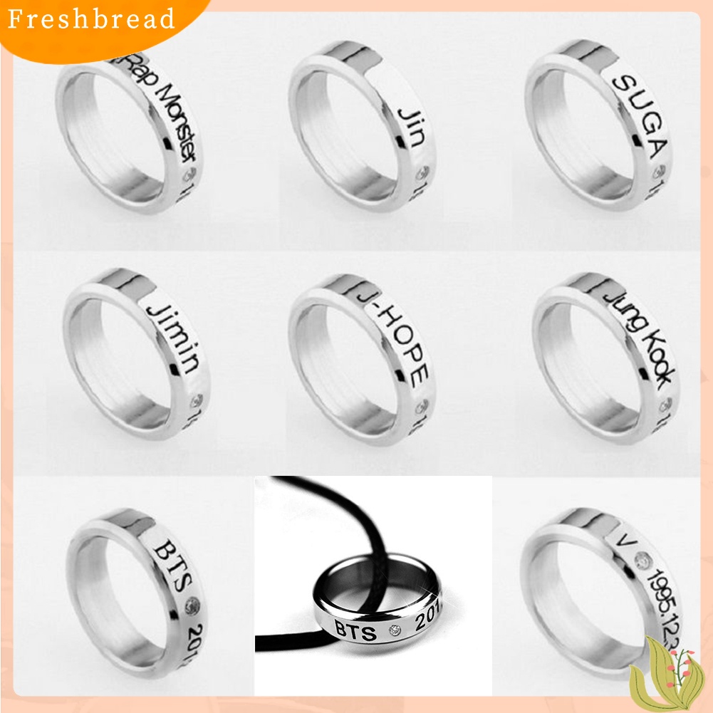 &lt; Freshbread &gt; Fashion Pria Baja Titanium Berlian Imitasi Huruf Ukiran Jari Cincin Perhiasan Hadiah