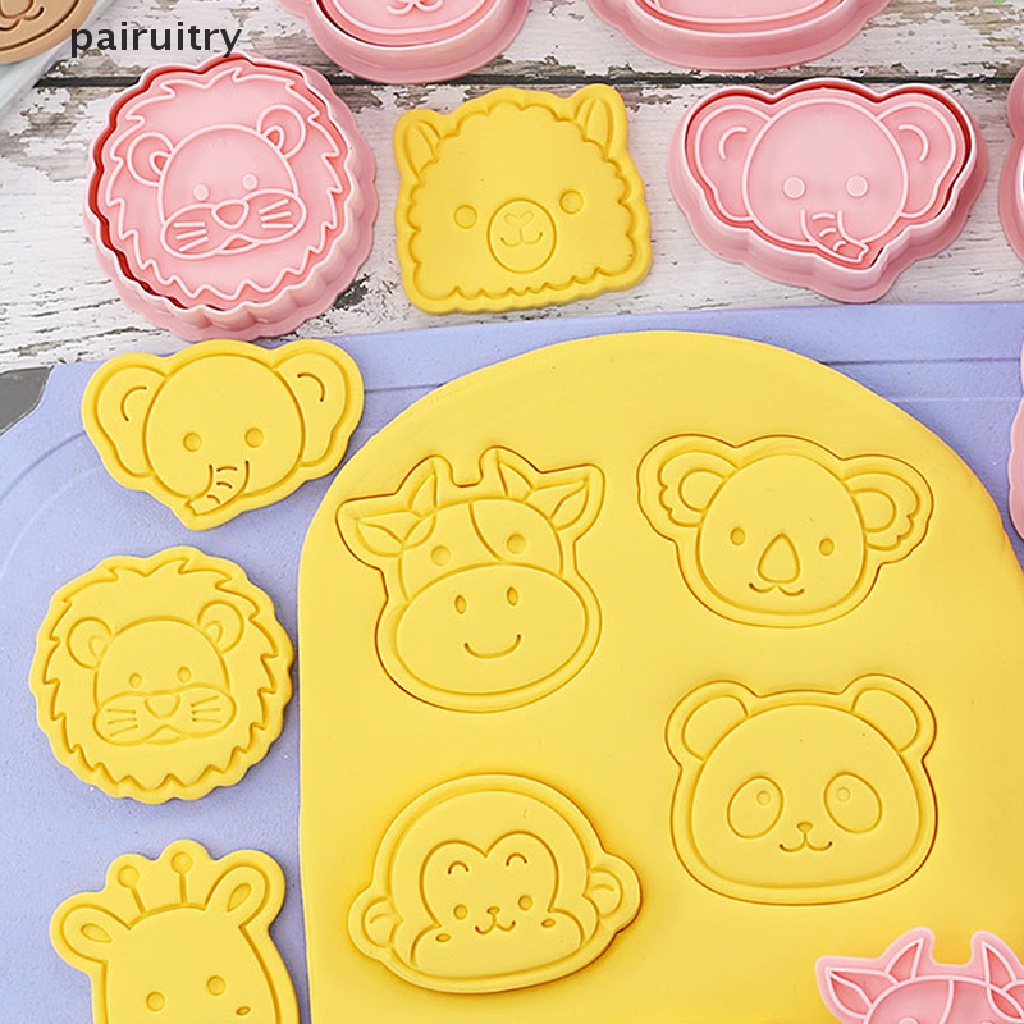 Prt 8PCS Kartun Hewan Cookie Pemotong Pressable Biskuit Cetakan Pesta Baking Mold PRT