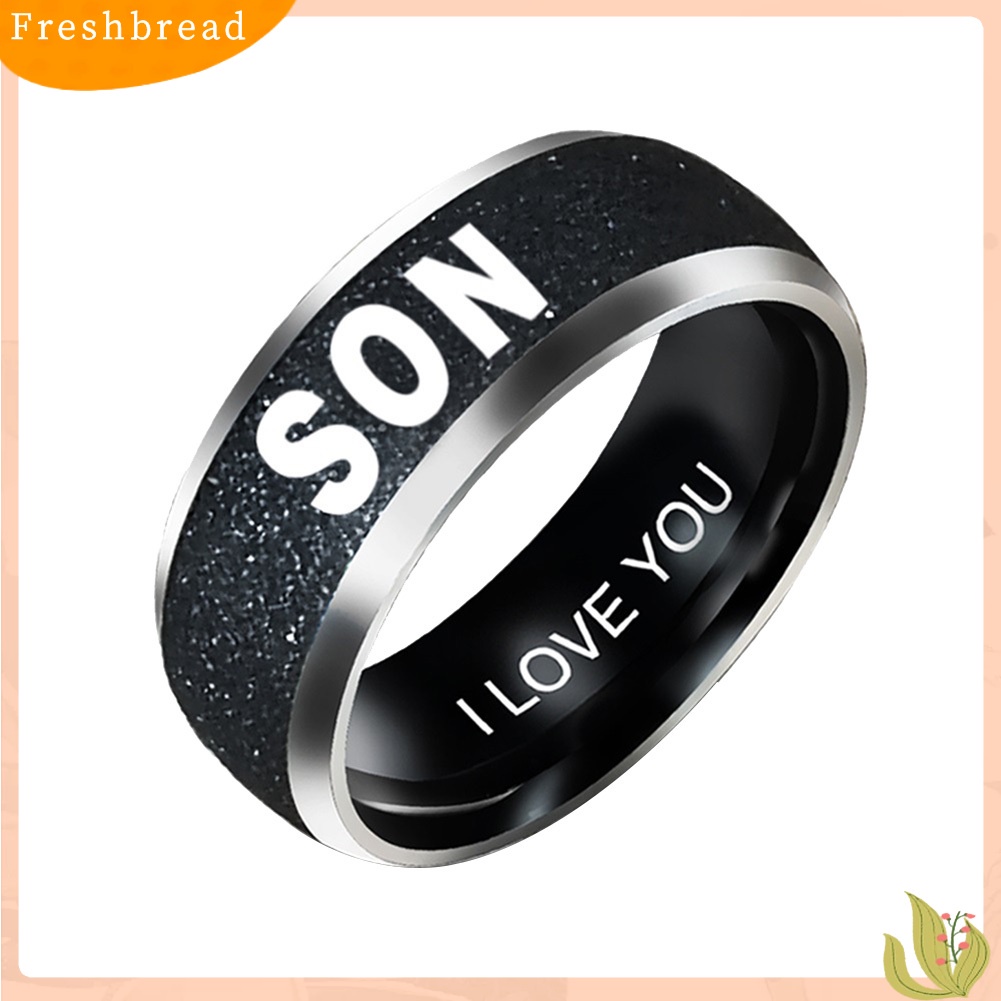 &lt; Freshbread &gt; Fashion Ibu Ayah Anak Perempuan Anak Huruf Band Stainless Steel Anggota Keluarga Cincin