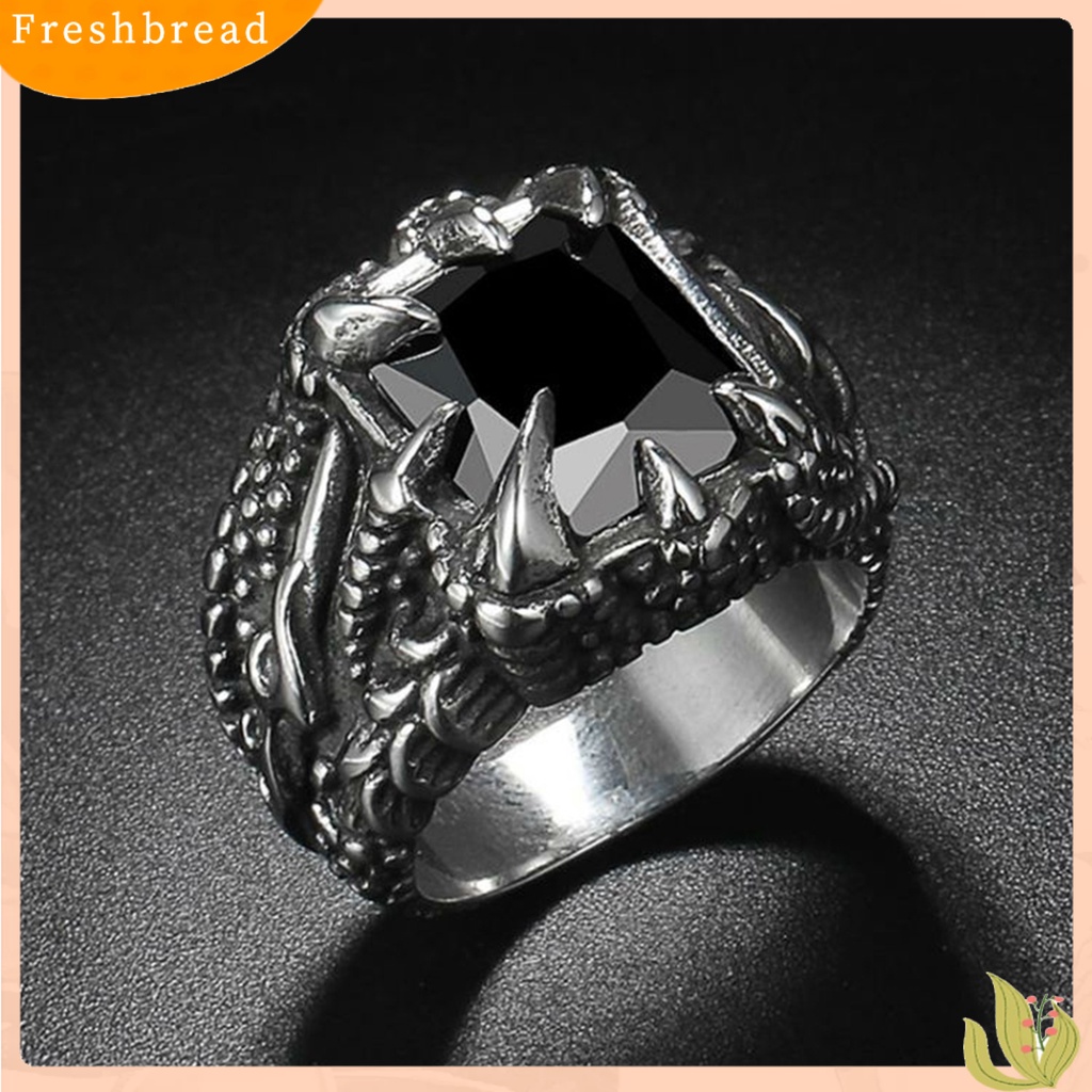 < Freshbread > Pria Vintage Naga Bentuk Cakar Cubic Zirconia Hias Cincin Pesta Prop Perhiasan