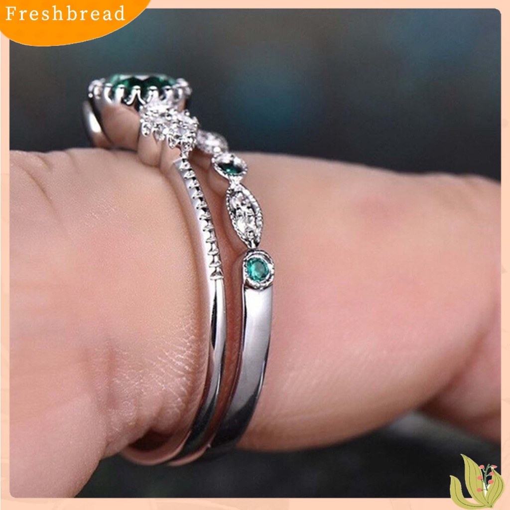 &lt; Freshbread &gt; 2Pcs/Set Indah Permukaan Halus Pernikahan Band Alloy Sederhana Cubic Zirconia Wanita Rings Charm Jewelry